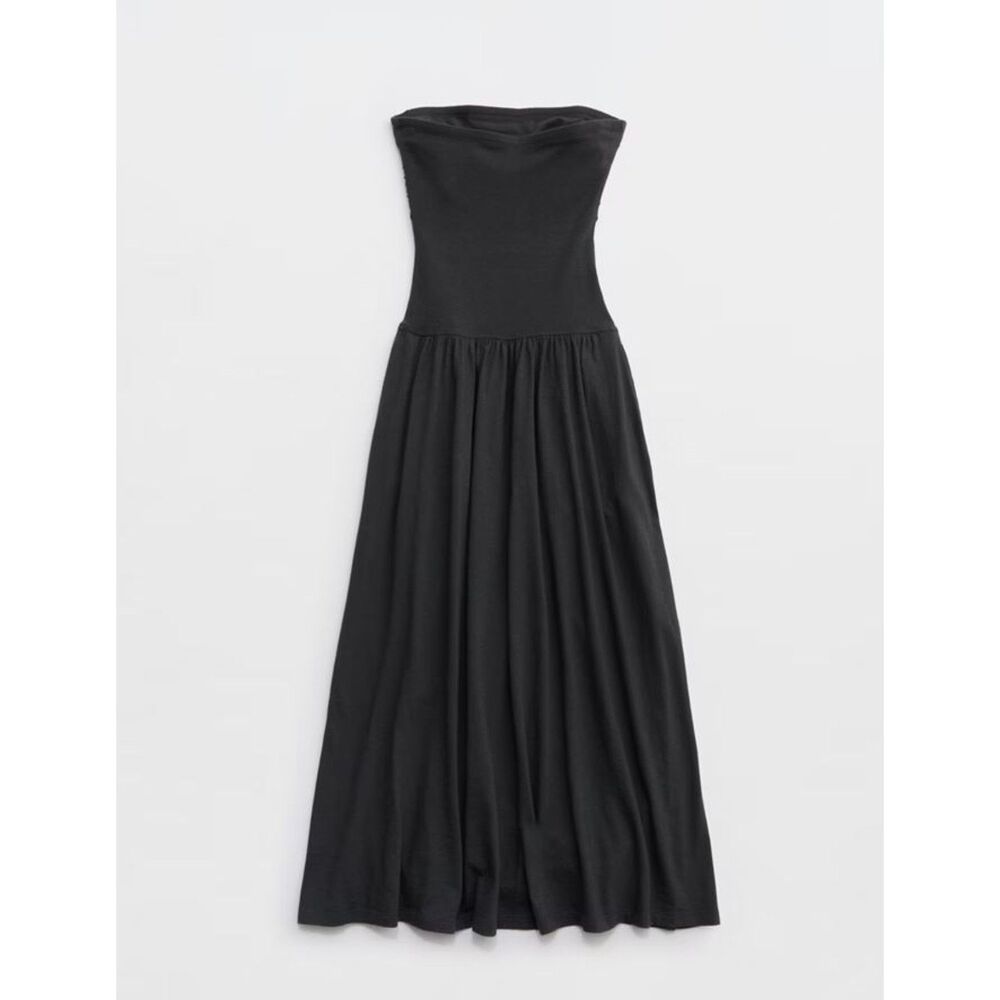 NEW Aerie womens dress S XL happiest strapless tube midi smoked gray black knit
